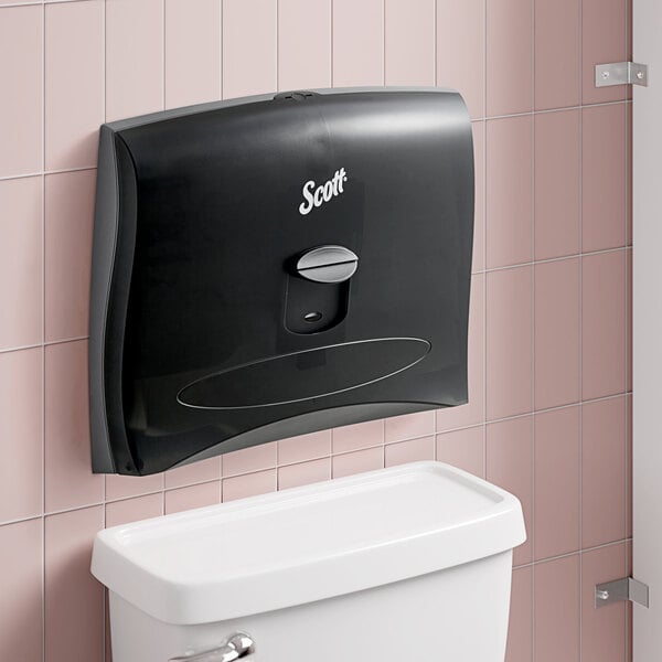 Scott® Series I In-Sight Black Plastic Surface-Mounted Half Fold Toilet Seat Cover Dispenser