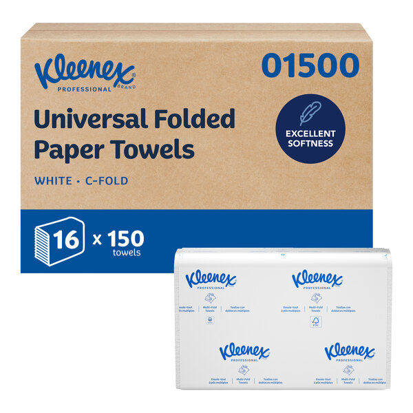 A case of Kleenex Professional white C-fold paper towels containing 2,400 towels.