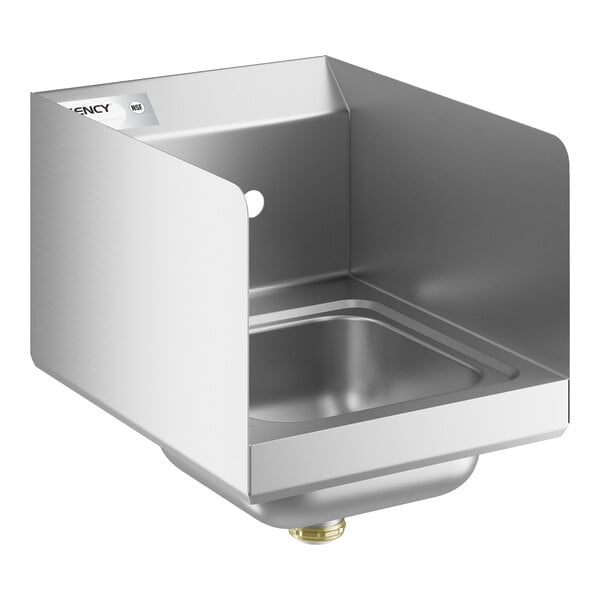 Regency 9" x 9" x 5" Wall-Mounted Hand Sink with 4" Centers, Side Splash, and Strainer