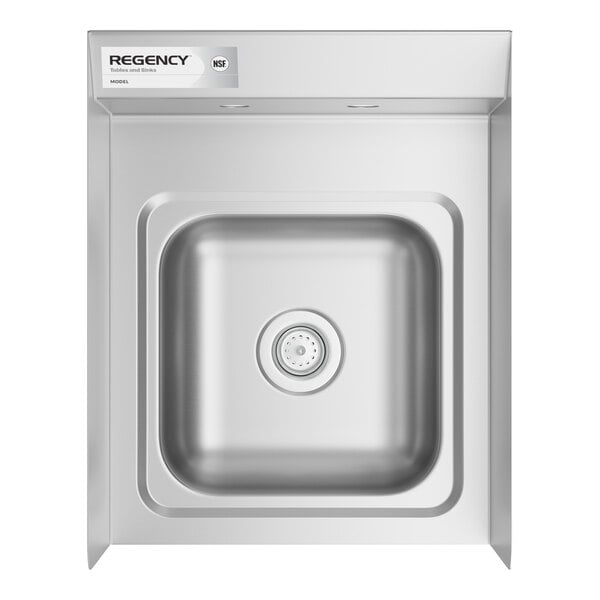 Regency 9" x 9" x 5" Wall-Mounted Hand Sink with 4" Centers, Side Splash, and Strainer