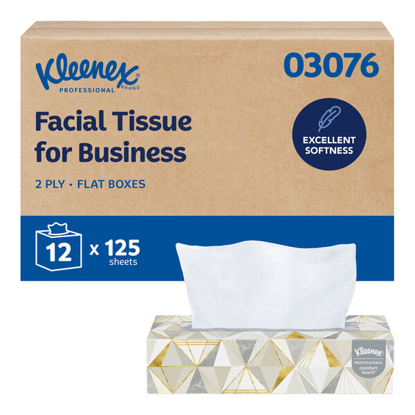 Kleenex® Professional 125-Sheet 2-Ply Flat Facial Tissue Box - 12/Case