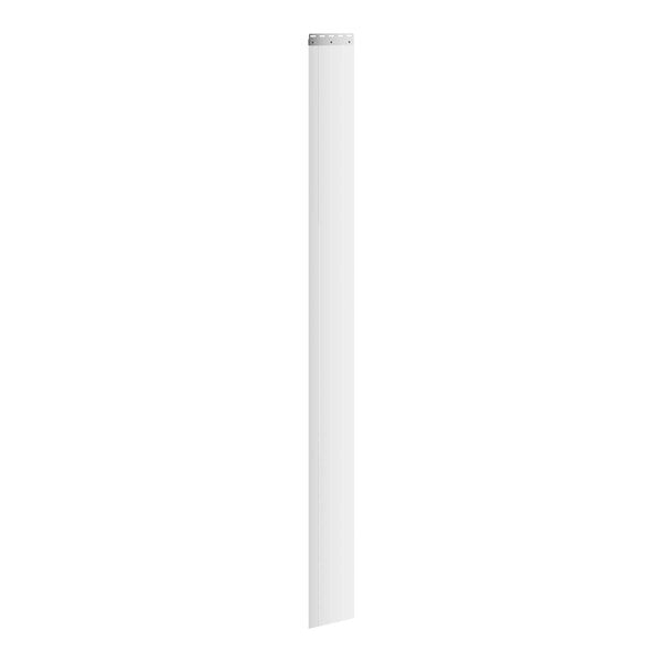 A white rectangular object with a black stripe.