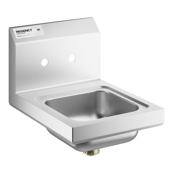 A stainless steel Regency wall-mounted hand sink with a strainer.