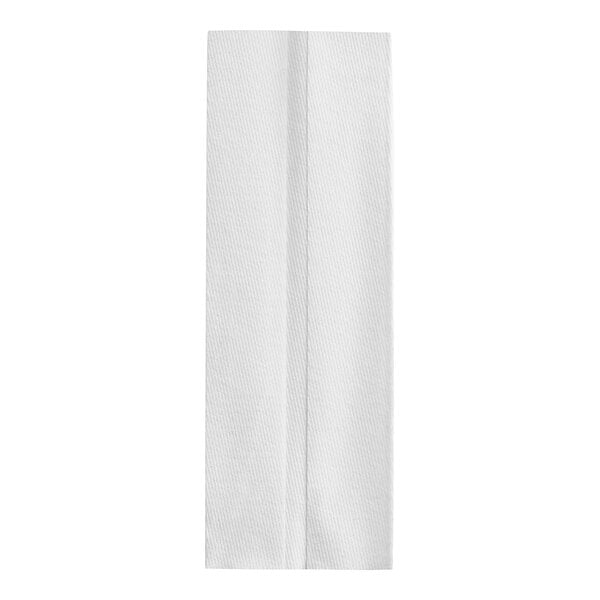 A white C-folded paper towel with a white background.