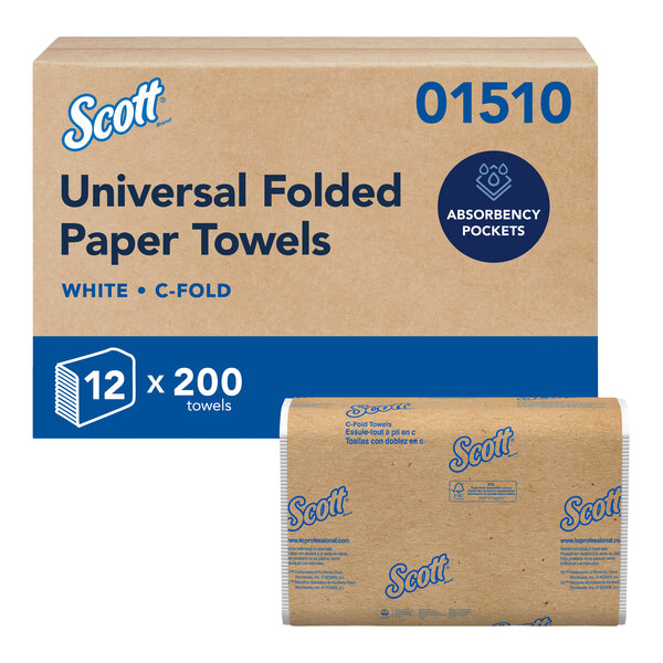 A case of Scott Essential C-Fold paper towels containing 2,400 towels.