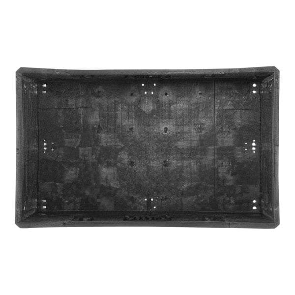 A black rectangular Orbis BulkPak container with holes in it.