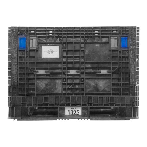 An Orbis black plastic collapsible bulk container.