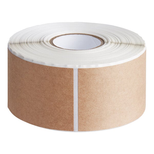 A roll of Lavex natural kraft paper mailing labels.