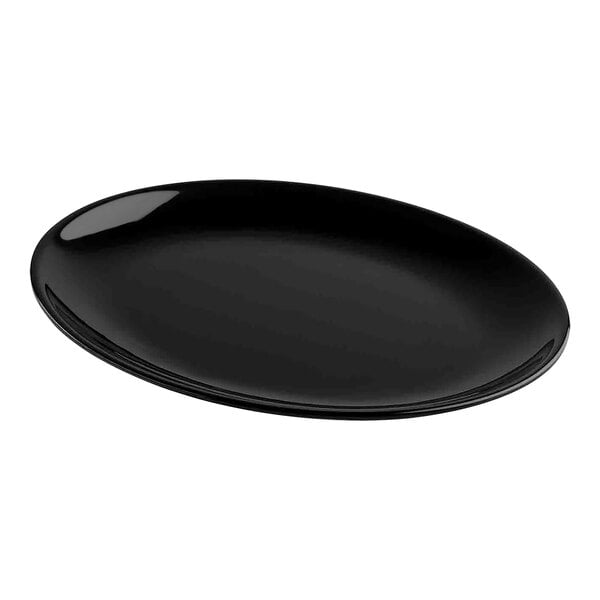 Tablecraft Sierra Collection 14 1/4" x 11 1/4" Oval Black Melamine Serving Platter