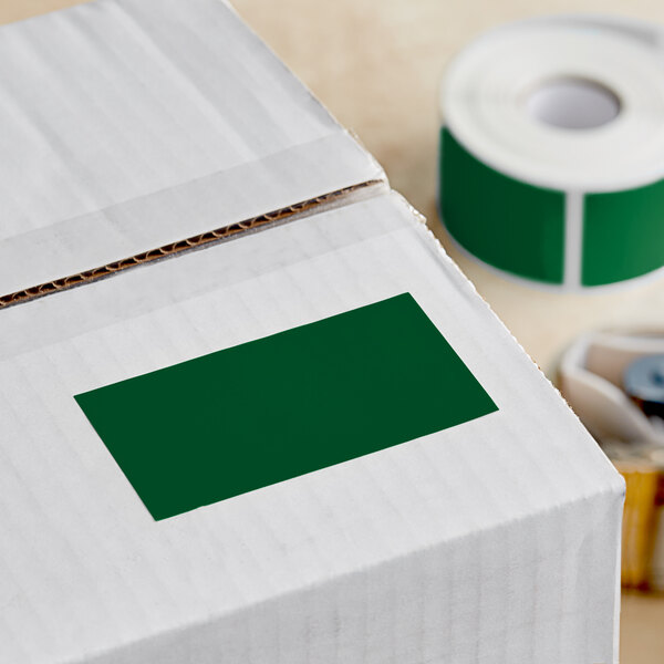 A white box with a green rectangular label.