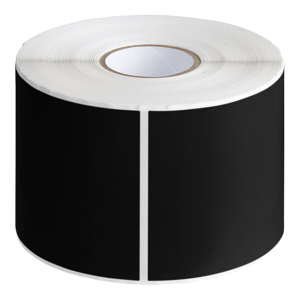 A roll of black and white rectangular Lavex inventory labels.