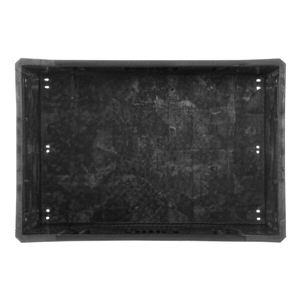 A black rectangular Orbis collapsible container with a white border and holes in it.