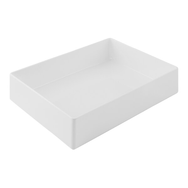 A white rectangular Tablecraft Simple Solutions melamine bowl.