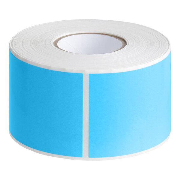 A roll of sky blue rectangular Lavex inventory labels.