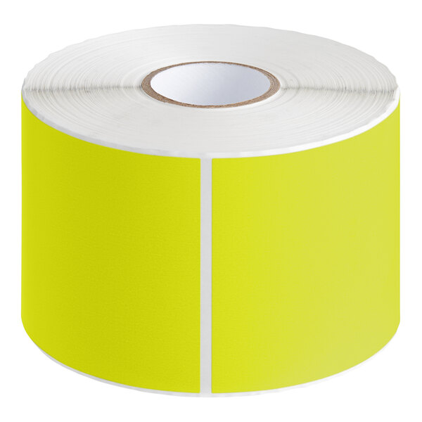 A roll of yellow rectangular labels with white edges.