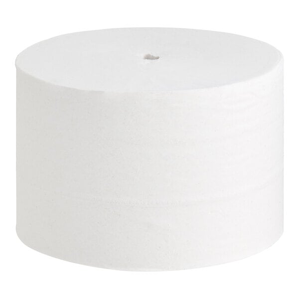 A Tork OptiServe high-capacity universal toilet paper roll.