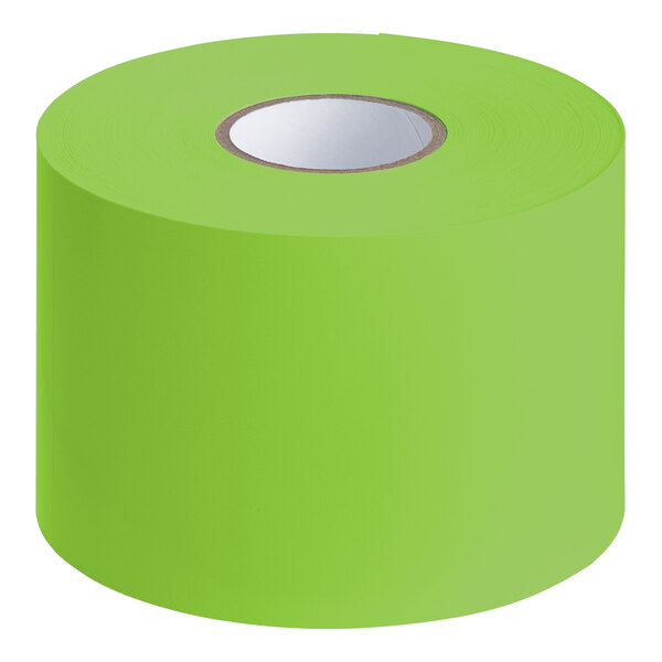 A roll of Lavex fluorescent green rectangular paper labels.