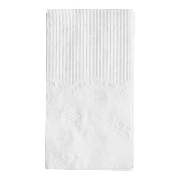 A white Morcon Valay paper napkin with a pattern.