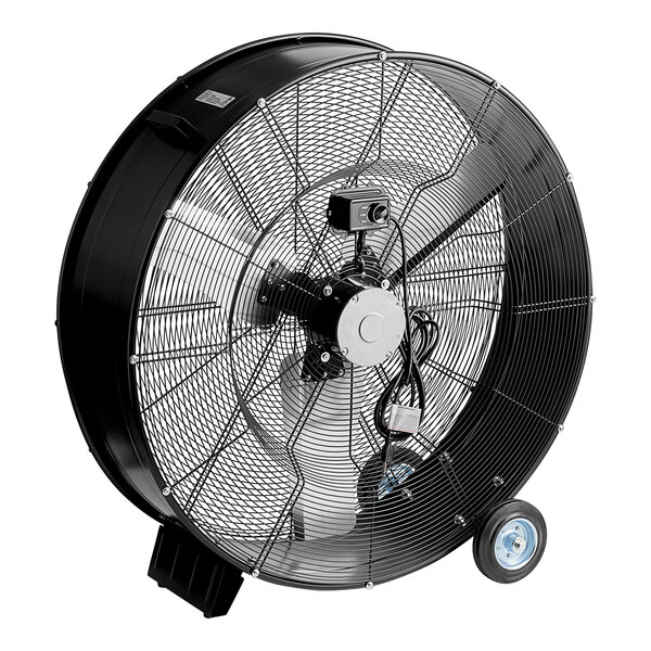 A large black Boltic portable drum fan with wheels.