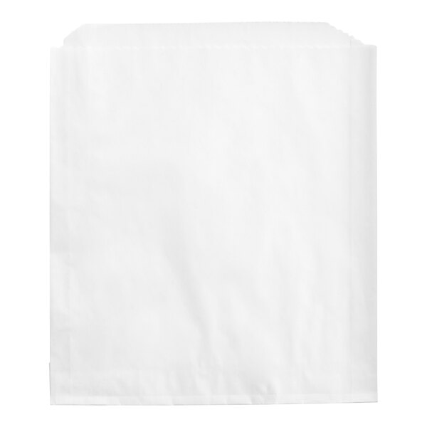 A white Bagcraft dry wax bakery bag with a small square object inside.