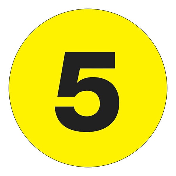 A yellow circle label with a black number 5 and black text that reads "No. 5"