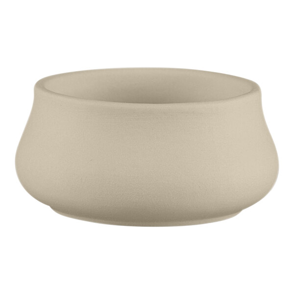 A close up of a gray RAK Porcelain Thali bowl with a white background.