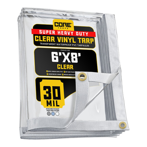 A Core Clear vinyl tarp with reinforced edges.