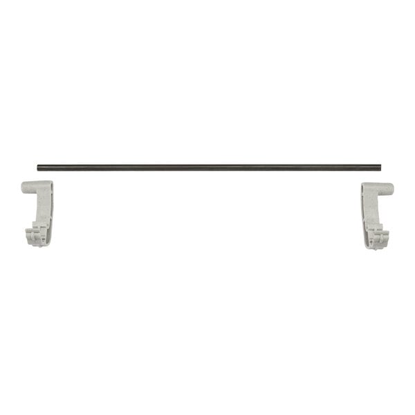 A soft gray metal bar with black clips on each end.