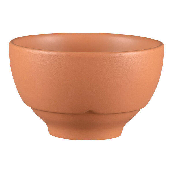 A RAK Porcelain Tero Prima cereal bowl with a terra cotta rim.