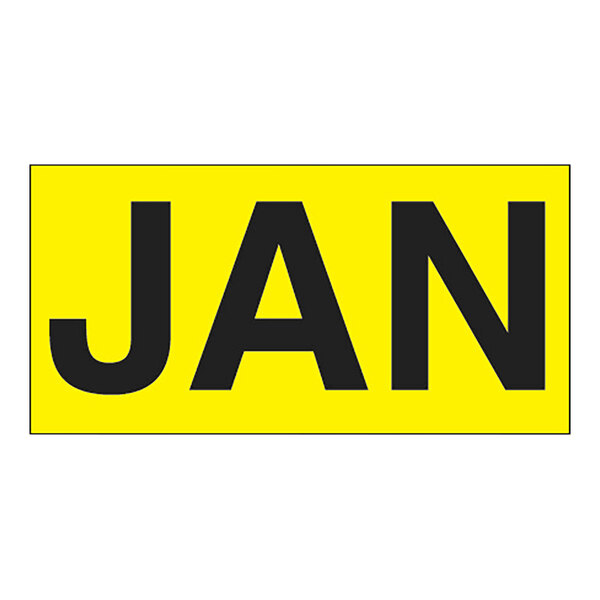 A yellow rectangular label with black letters reading "January"