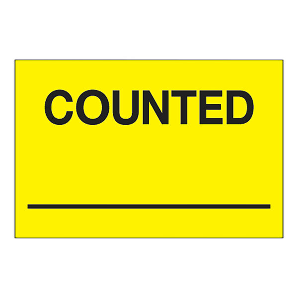 A yellow rectangular label with black text reading "Counted" and "Inventory"