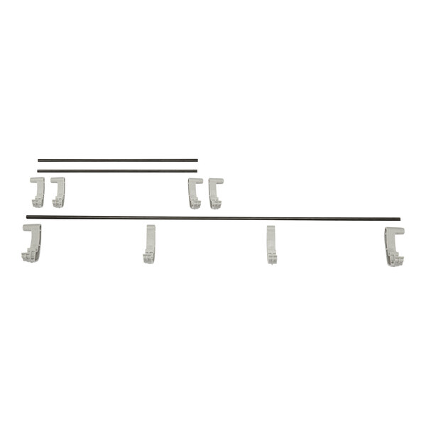 A close-up of a couple of plastic parts for a Cambro shelf rail kit.