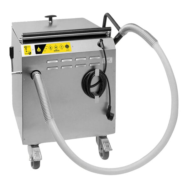 A VITO portable fryer oil disposal machine with a hose.