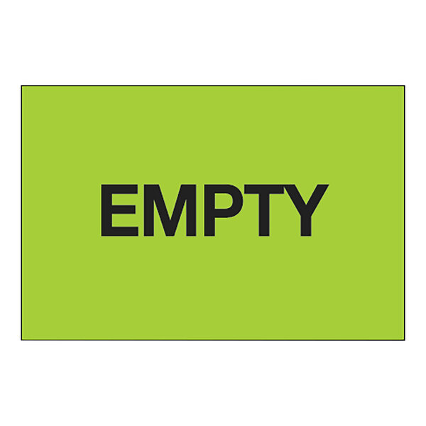 A rectangular green label with black text on a white background.