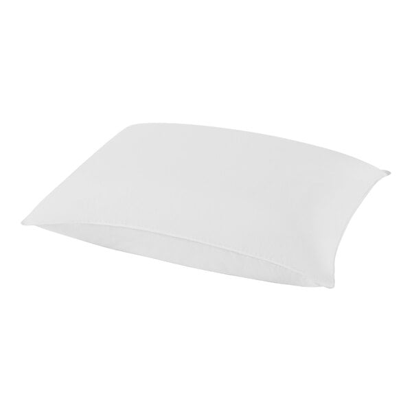 A white Tria by Pacific Coast Feather hotel pillow with a white cover.