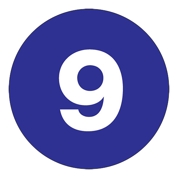 A blue circle with a white number 9.