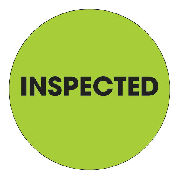 A green Tape Logic round label with black text reading "Inspected"