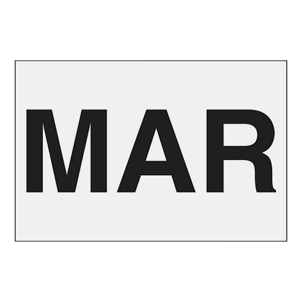 A white rectangular label with black text reading "March"