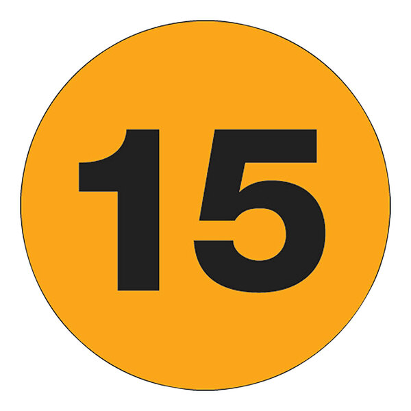 A black number on a fluorescent orange label with a white background.