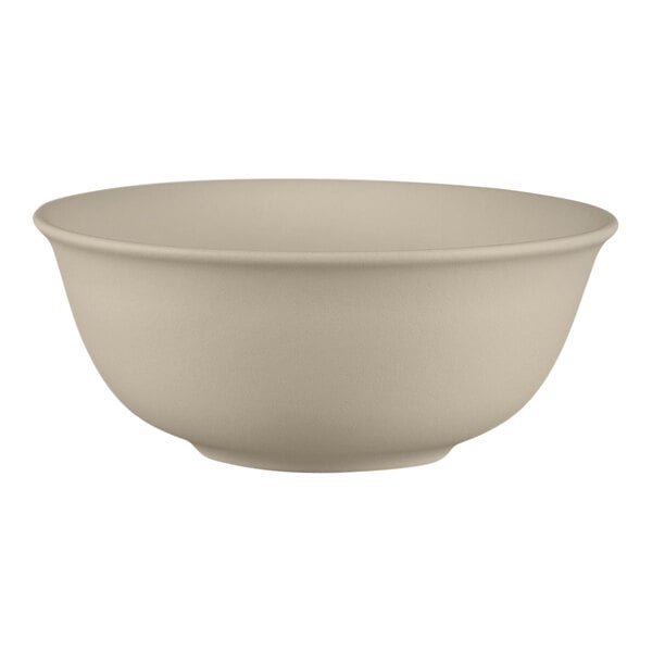 A close-up of a gray RAK Porcelain bowl.