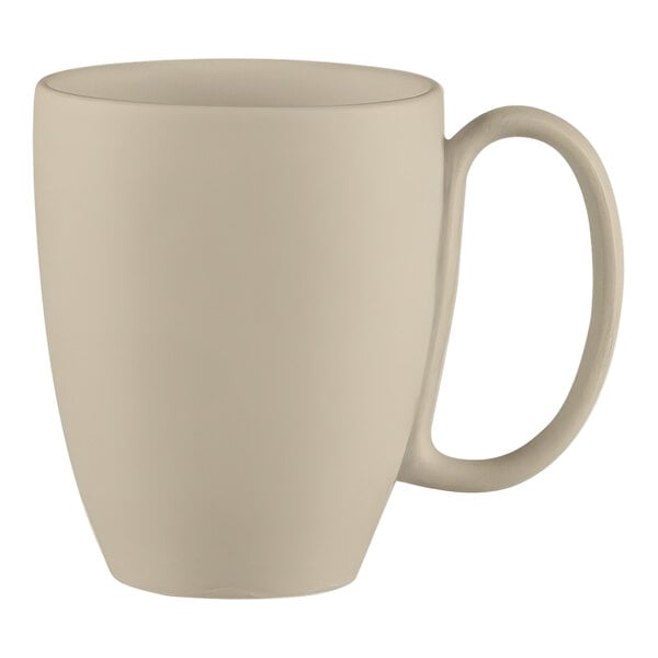 A RAK Porcelain white coffee mug with a handle.