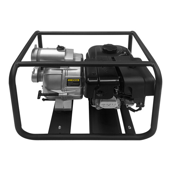 A close-up of a black and silver Pacer water pump.