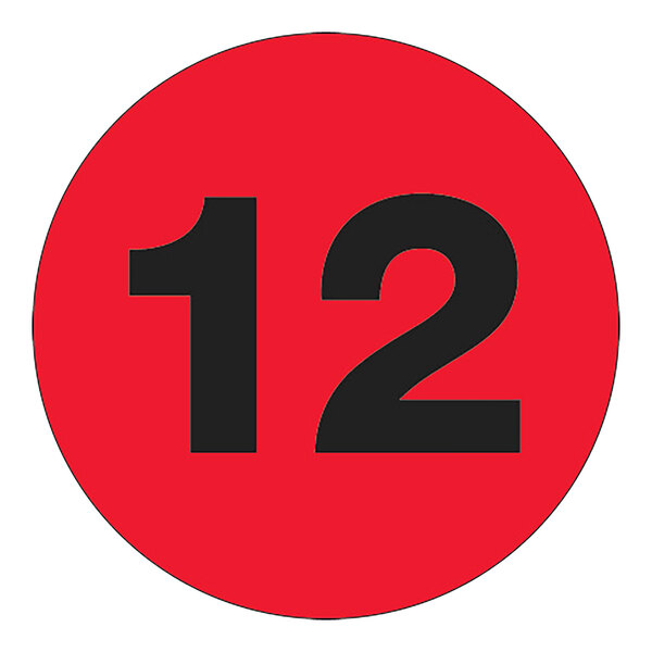 A red circle with a black number 12.