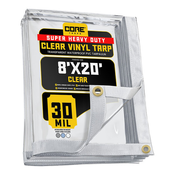 A Core Clear Vinyl Tarp with Reinforced Edges.