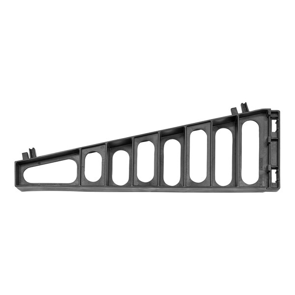 A black rectangular Cambro shelf bracket with oval holes.