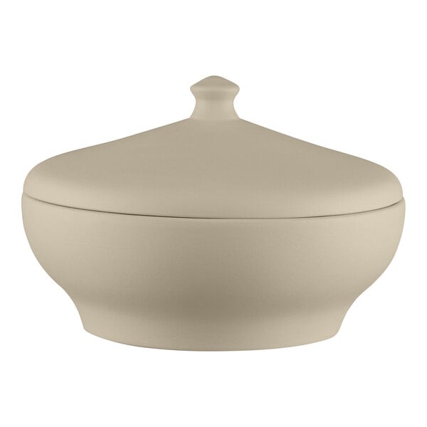 A gray RAK Porcelain soup tureen with a lid.
