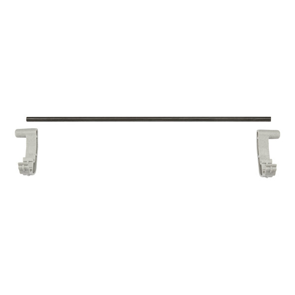 A white metal Cambro end shelf rail kit with black clips.
