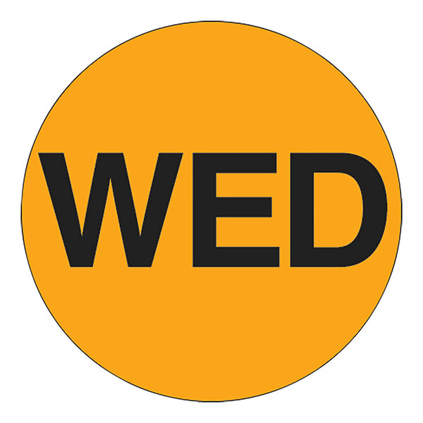 A yellow circle with black text that says "Wednesday"