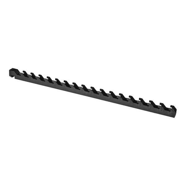 A black plastic rack with hooks for Cambro Camshelving® Elevation Series.