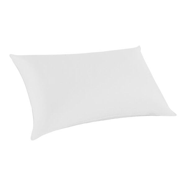 A white FeatherBest by Pacific Coast duck feather pillow with a curved edge.